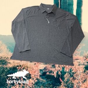 Horny Toad Men's Lightweight Organic Cotton Blend L/s Pocket Polo Grey XXL NEW‎